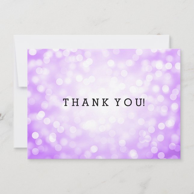 Wedding Thank You Note Purple Glitter Lights Card (Front)