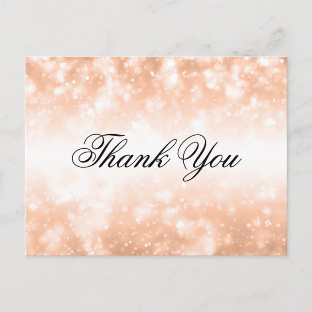 Wedding Thank You Note Rose Gold Shimmer Lights Postcard (Front)