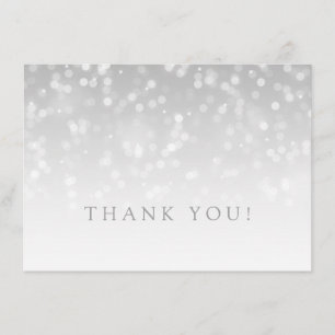 Wedding Thank You Note Silver Bokeh Sparkle Lights Card