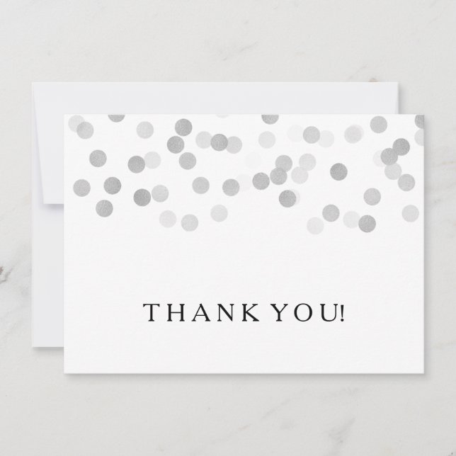Wedding Thank You Note Silver Foil Glitter Lights Card (Front)