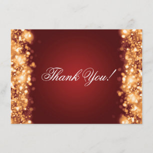Wedding Thank You Note Sparkling Lights Gold Card