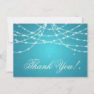 Wedding Thank You Note Sparkling String Turquoise Note Card