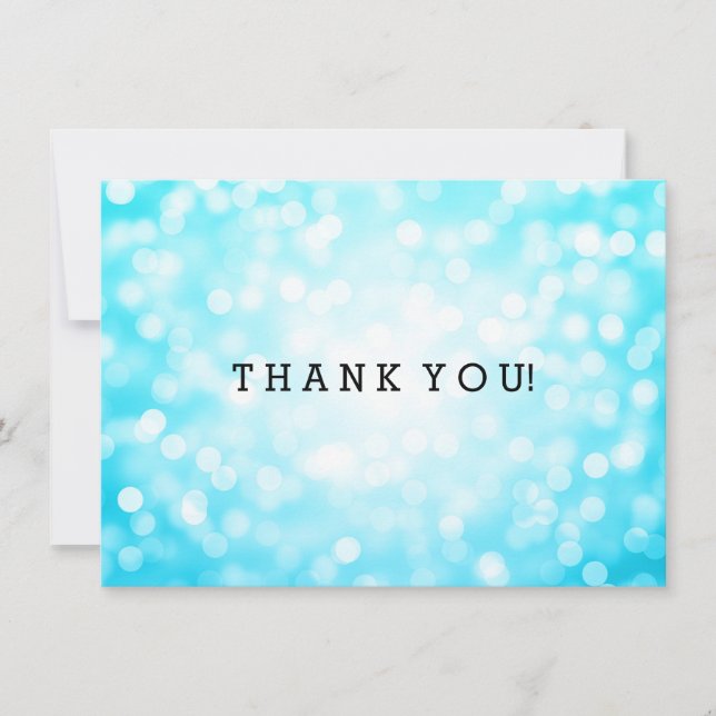 Wedding Thank You Note Turquoise Glitter Lights Card (Front)