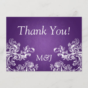 Wedding Thank You Note Vintage Swirls 2 Purple Card