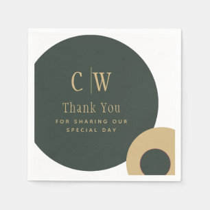Wedding Thank You Olive Green Gold Monogrammed Napkin