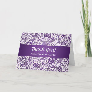 Wedding "Thank you" Paisley Pattern Purple Thank You Card