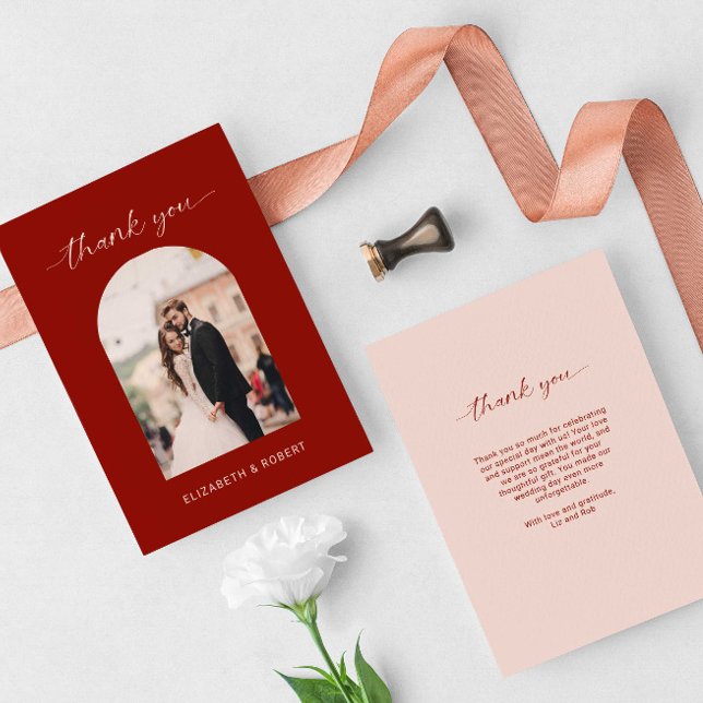 Wedding Thank You Photo Arch Terracotta Minimal Card (Creator Uploaded)