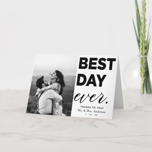 Wedding Thank You Photo Best Day Ever Card (Front)