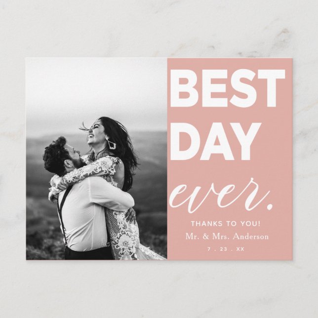 Wedding Thank You Photo Best Day Ever Postcard (Front)