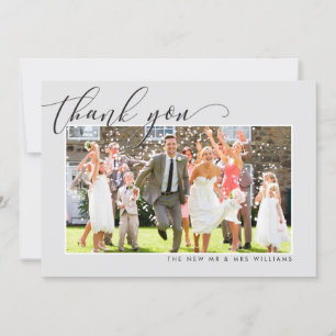 WEDDING THANK YOU photo calligraphy elegant grey