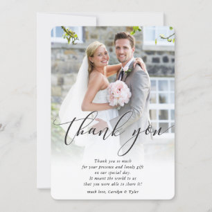 WEDDING THANK YOU photo calligraphy elegant ombre