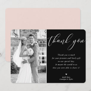 WEDDING THANK YOU photo calligraphy elegant white