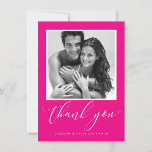 WEDDING THANK YOU photo calligraphy hot pink