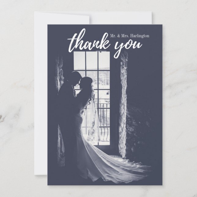 Wedding thank you photo card. Modern typography (Front)