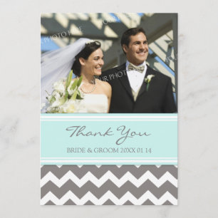 Wedding Thank You Photo Cards Blue Grey Chevron