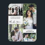 Wedding Thank You Photo Collage  Magnet<br><div class="desc">Thank you wedding magnets in a four photo collage design - Add your custom message,  last name and favourite four wedding day photos and mail to family and friends. A beautiful keepsake they will love!</div>