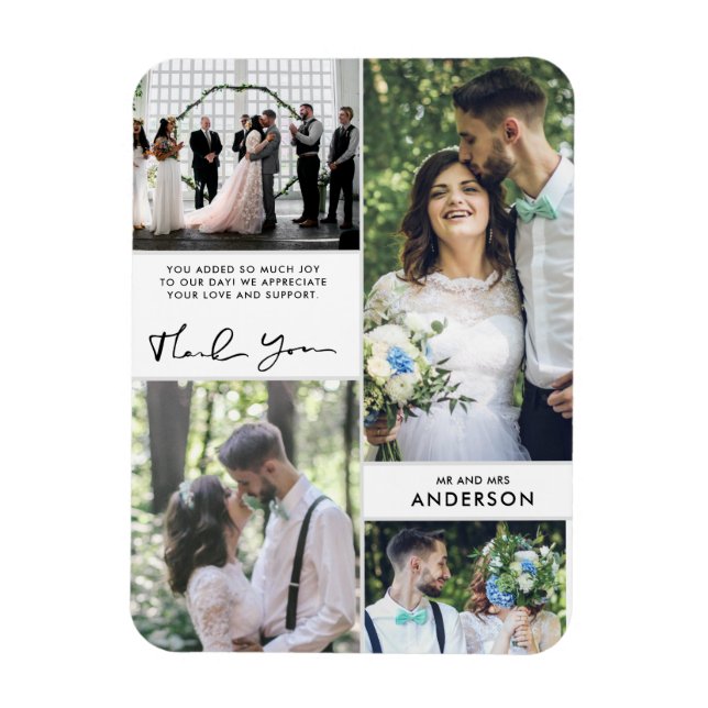 Wedding Thank You Photo Collage  Magnet (Vertical)