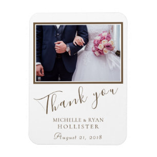 Wedding Thank you Photo Elegant Script Magnet