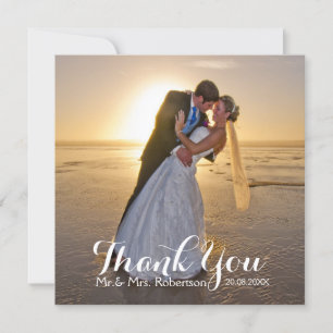 Wedding Thank You Photo Flat Square Card