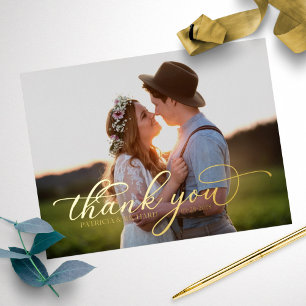 Wedding Thank You Photo Foil Postcard