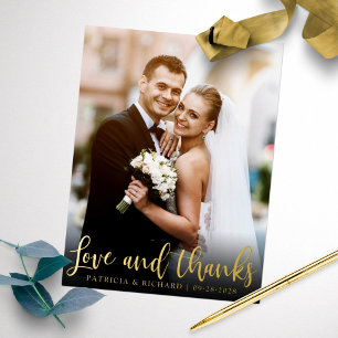 Wedding Thank You Photo Forever Grateful Foil Holiday Postcard
