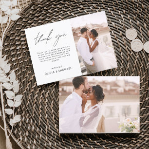 Wedding Thank You Photo Minimalist Elegant Card