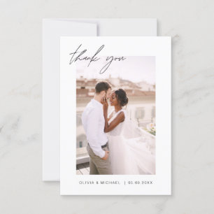 Wedding Thank You Photo Minimalist Romantic Card