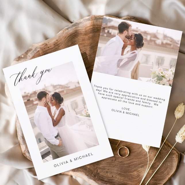 Wedding Thank You Photo Minimalist Romantic Card (Creator Uploaded)