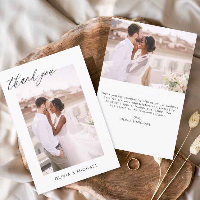Wedding Thank You Photo Minimalist Romantic Card (Creator Uploaded)