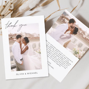 Wedding Thank You Photo Minimalist Romantic Card