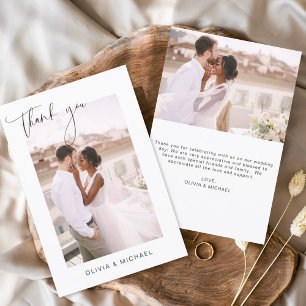 Wedding Thank You Photo Minimalist Romantic Card
