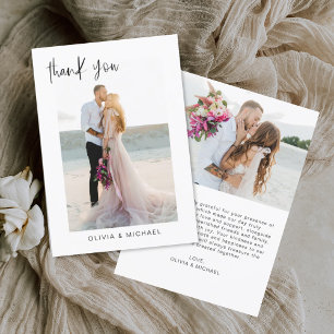 Wedding Thank You Photo Minimalist Romantic Card