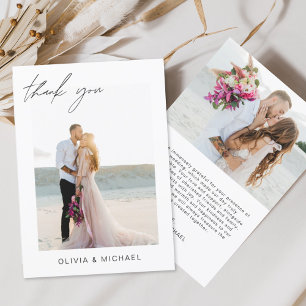 Wedding Thank You Photo Minimalist Romantic Card