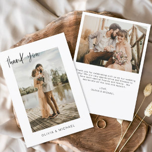 Wedding Thank You Photo Minimalist Romantic Card