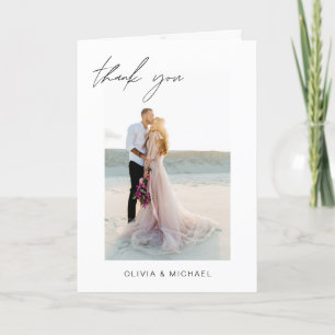 Wedding Thank You Photo Minimalist Romantic Card