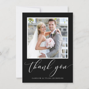 WEDDING THANK YOU photo modern calligraphy black