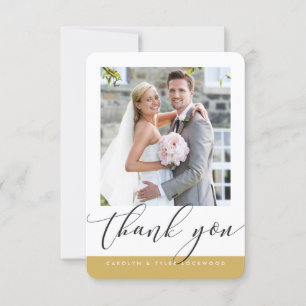 WEDDING THANK YOU photo modern calligraphy gold