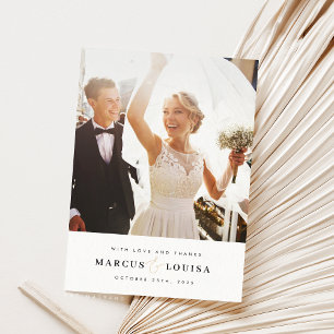 WEDDING THANK YOU photo modern elegant ampersand Card