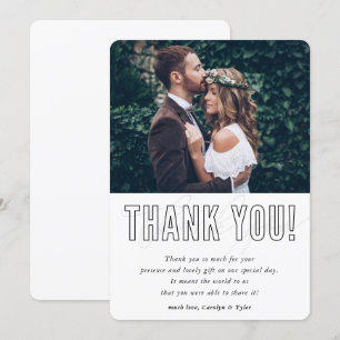 WEDDING THANK YOU photo modern minimal outline Card