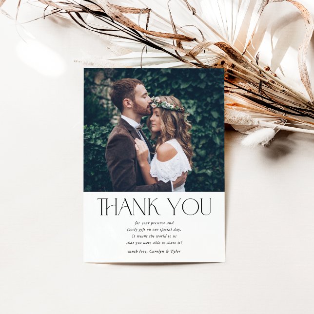 WEDDING THANK YOU photo modern serif cute elegant Card (Creator Uploaded)