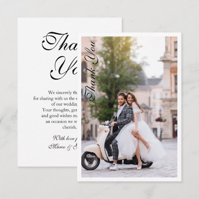 Wedding Thank You Photo Modern Simple Elegant (Front/Back)