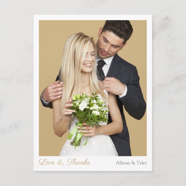 Wedding Thank You, Photo, Names & Messages Postcard (Front)