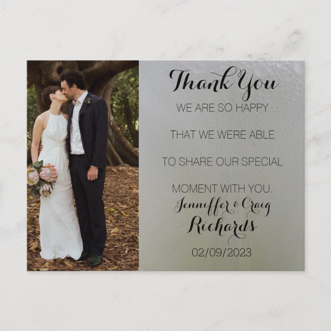 Wedding Thank You Photo Postcard White Floral (Front)