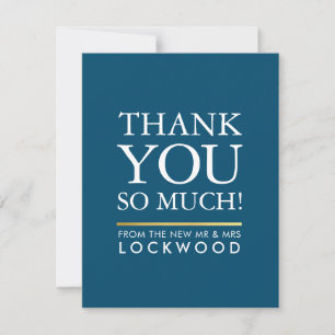 WEDDING THANK YOU photo simple bold type stack Card