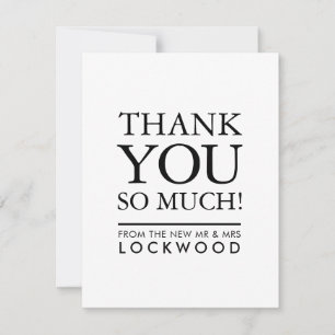 WEDDING THANK YOU photo simple bold type stack Card