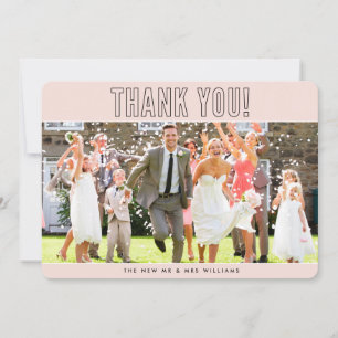 WEDDING THANK YOU photo simple outline blush pink