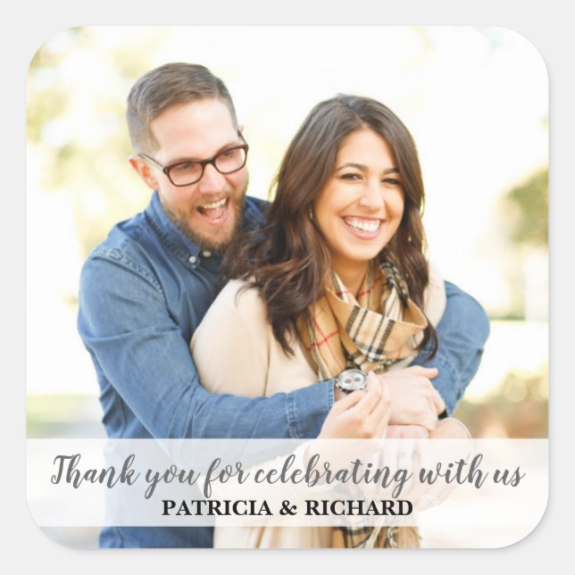 Wedding Thank You Photo Square Sticker (Front)