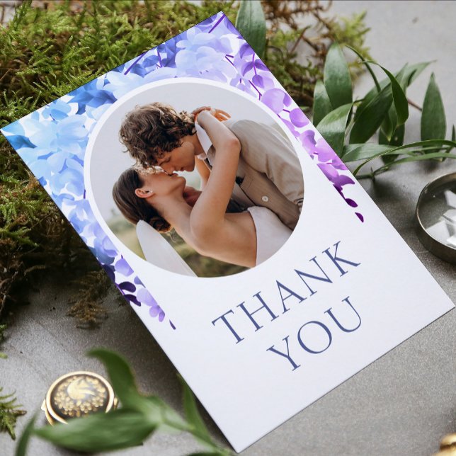 Wedding Thank You Photo Watercolor Floral Card (Creator Uploaded)