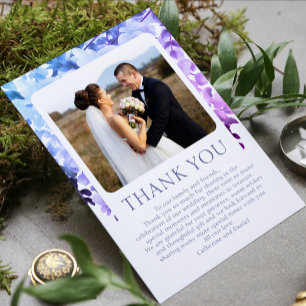 Wedding Thank You Photo Watercolor Floral Card