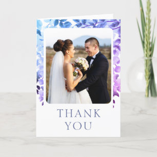 Wedding Thank You Photo Watercolor Floral Card